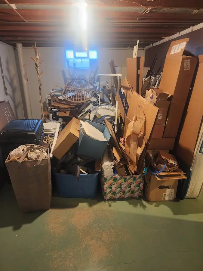 Roll-off dumpster container at job site for 20 Yard Dumpster Rental in Jamestown